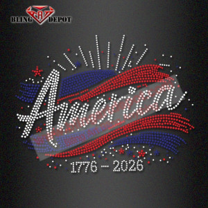 1776 2026 Anniversary American Flag Rhinestone transfer 1776 2026 Anniversary American Flag Rhinestone transfer